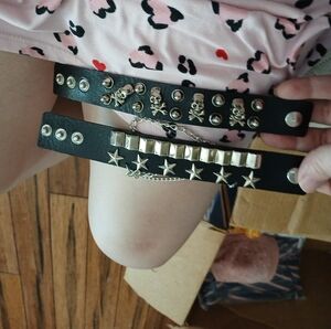 Black Skull and Star Studded Bracelet